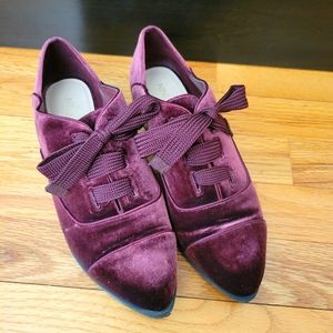 Maroon Velvet Heeled Flats